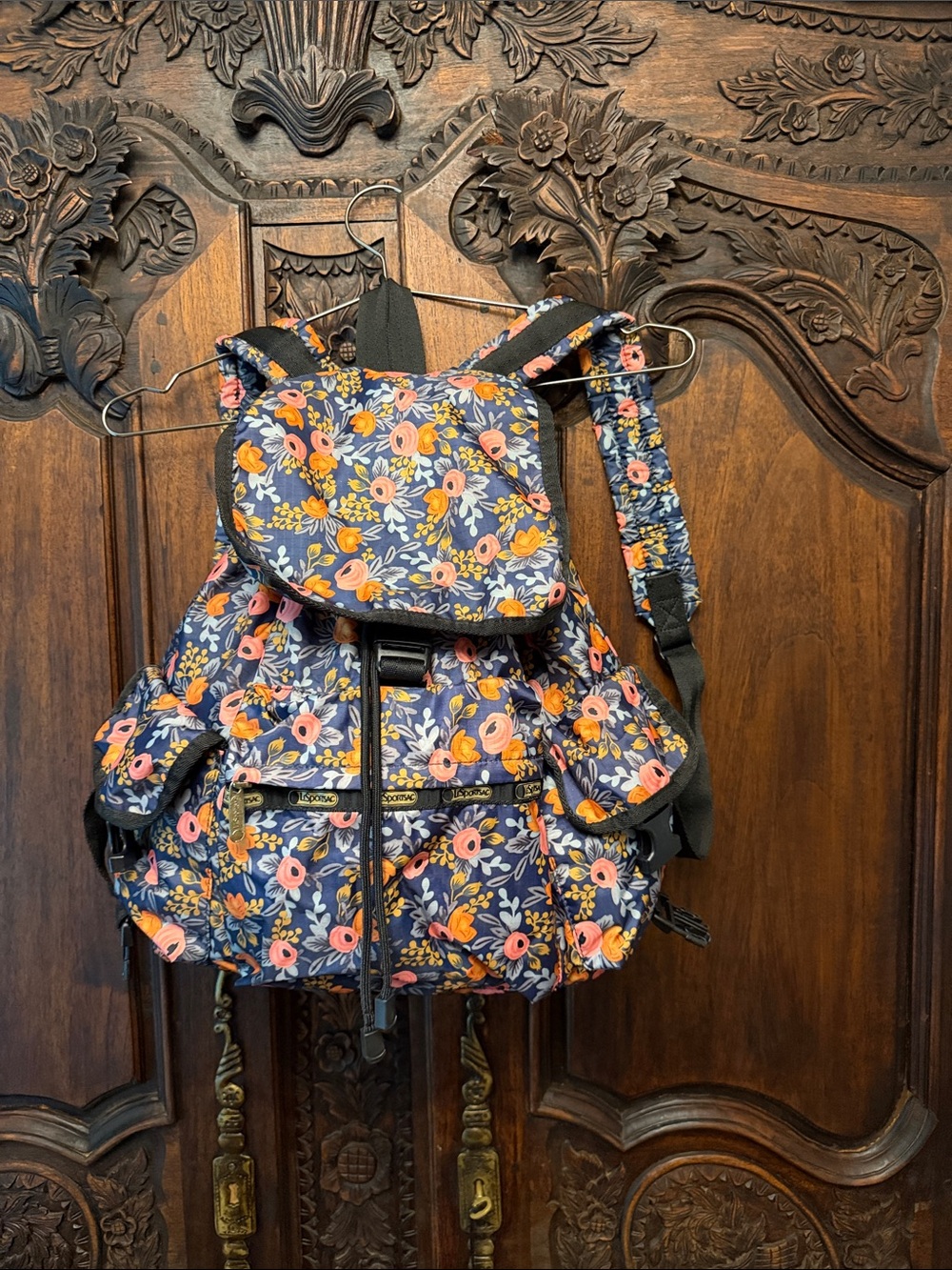 Rifle Paper Co. x LeSportsac Voyager Drawstring Backpack - Lots of Pockets!